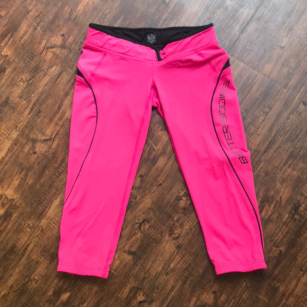 Better Bodies Crop Workout Tights in Pink w/ Black